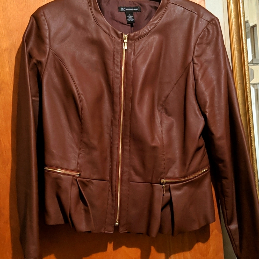 Ladies' "INC" cropped faux leather jacket